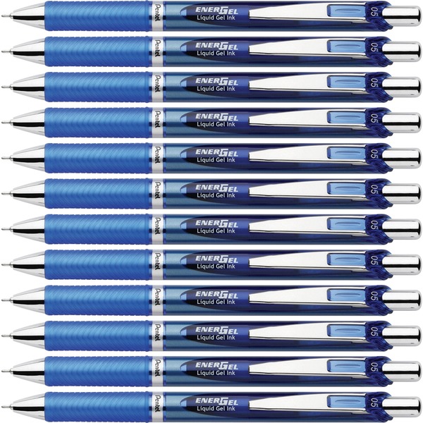 EnerGel EnerGel RTX Liquid Gel Pens - Fine Pen Point - 0.5 mm Pen Point Size - Needle Pen Point Style - Refillable - Retractable - Blue Gel-based Ink - Blue Barrel - Stainless Steel Tip - 12 / Box