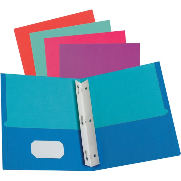 Oxford Letter Recycled Pocket Folder with Fastener - 8 1/2" x 11" - 100 Sheet Capacity - 2 Pocket(s) - Assorted - 10% Recycled - 50 / Box