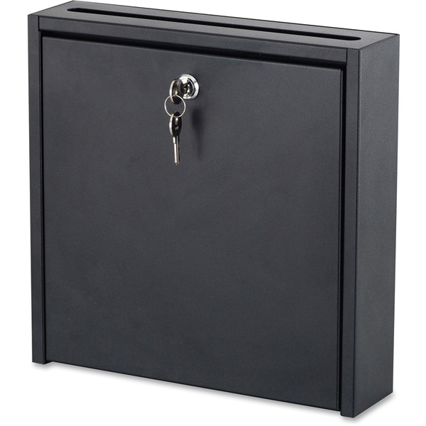Safco 12 x 12" Wall-Mounted Inter-department Mailbox with Lock - External Dimensions: 12" Width x 12" Height - 2.92 gal - Media Size Supported: Letter - Steel - Black Powder Coat - For Mail, File, Document, Envelope, Key, Memo, Disc/Diskette Storage, CD-ROM - Recycled - 1 Each