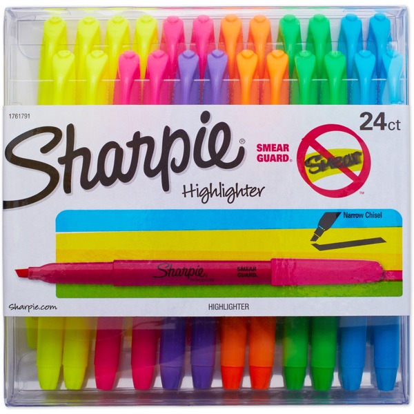 Sharpie Chisel Tip Highlighter - Chisel Marker Point Style - Assorted - 24 / Pack
