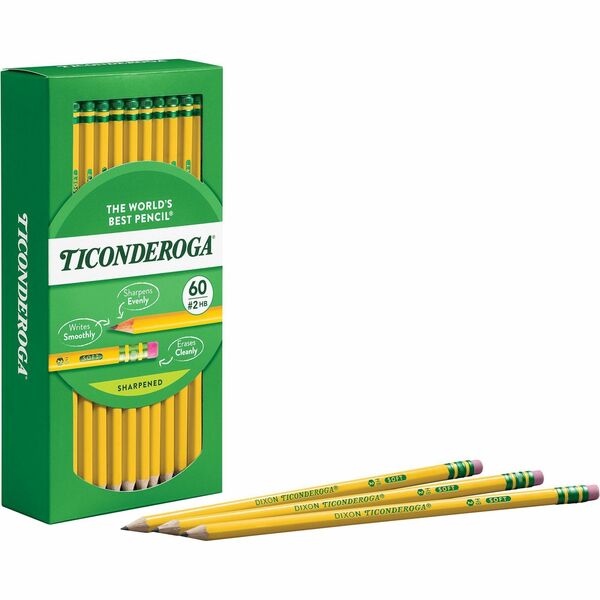 Ticonderoga Soft No. 2 Pencils - HB/#2 Lead - Graphite Lead - Yellow Barrel - 480 / Box