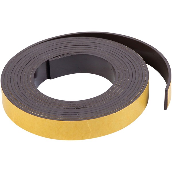 MasterVision 1/2"x7' Adhesive Magnetic Roll Tape - 7 ft Length x 0.50" Width - For Picture, Business Card, Document, Labeling - 1 Each - Black
