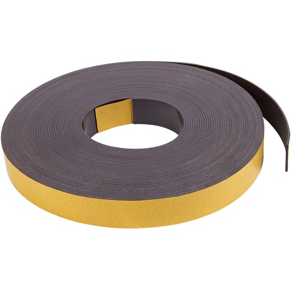 MasterVision 1"x50' Adhesive Magnetic Tape - 16.67 yd Length x 1" Width - For Picture, Business Card, Document, Labeling - 1 Each - Black