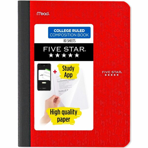 Mead College-ruled Composition Book - 80 Sheets - Sewn - College Ruled, Medium Ruled - 9 3/4" x 7 1/2" - AssortedPlastic Cover - Double Sided Sheet, Durable, Smooth, Snag Resistant - 1 Each