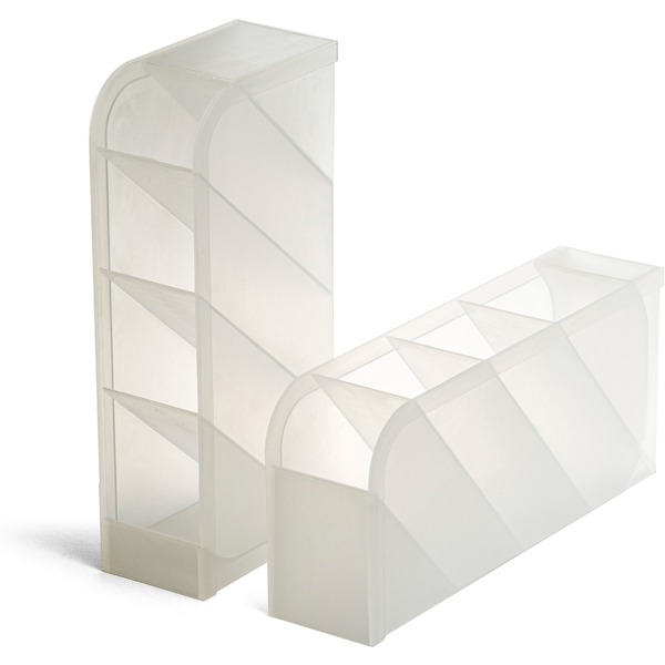 Officemate Pen Holder Desk Organizers, 2PK - 8 Compartment(s) - Horizontal/Vertical - 8" Height x 4" Width x 3.7" DepthDesktop - Durable, Pen Holder - Translucent White - Plastic - 1 Pack