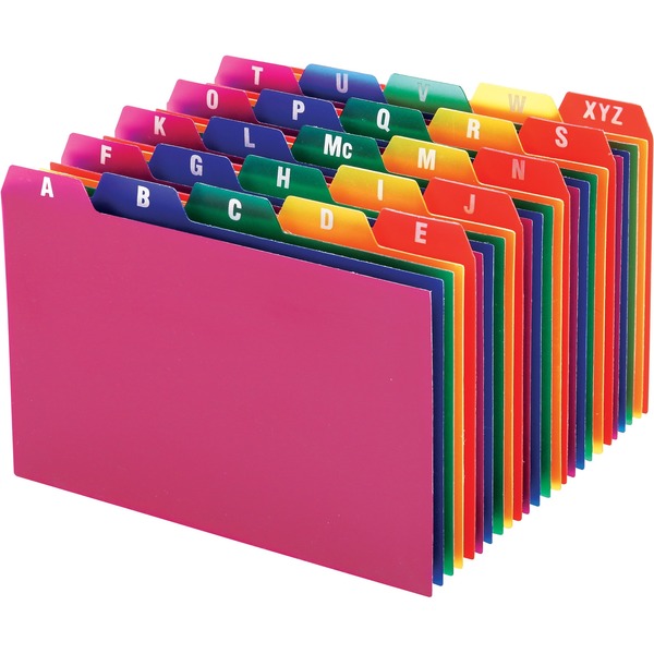 Oxford A-Z Poly Filing Index Cards - Printed Tab(s) - Character - A-Z - 6" Divider Width - Blue Poly, Green, Magenta, Strawberry, Lemon Divider - Blue, Green, Magenta, Strawberry, Lemon Tab(s) - Wear Resistant, Tear Resistant, Moisture Resistant, Durable - 25 / Set