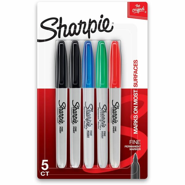 Sanford Fine Point Permanent Marker - Fine Marker Point - Assorted - 5 / Pack