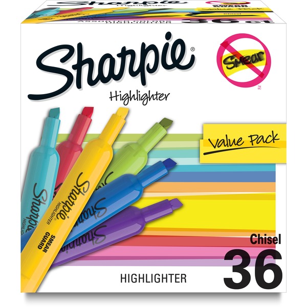 Sharpie Accent Highlighter - Chisel Marker Point Style - Assorted Pastel Dry Ink - 36 / Box
