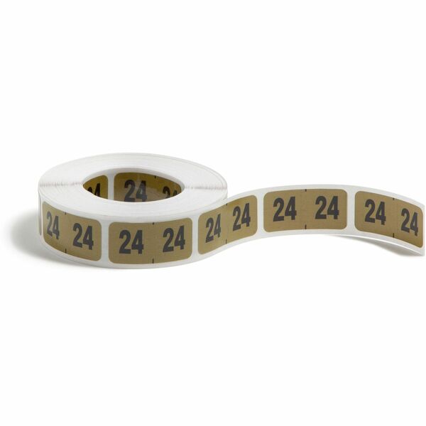 Smead ETYJ Color-Coded Year Labels - Rolls - 3/4" Height x 1/2" Width - Rectangle - Gold - 500 / Roll - 1 / Roll - Self-adhesive