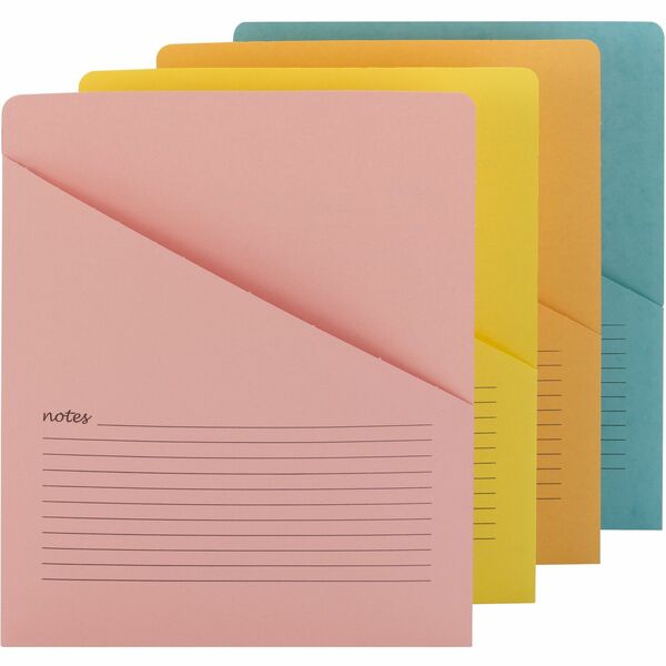 Smead Organized Up Recycled File Jacket - Aqua, Goldenrod, Pink, Yellow - 10% Recycled - 12 / Pack