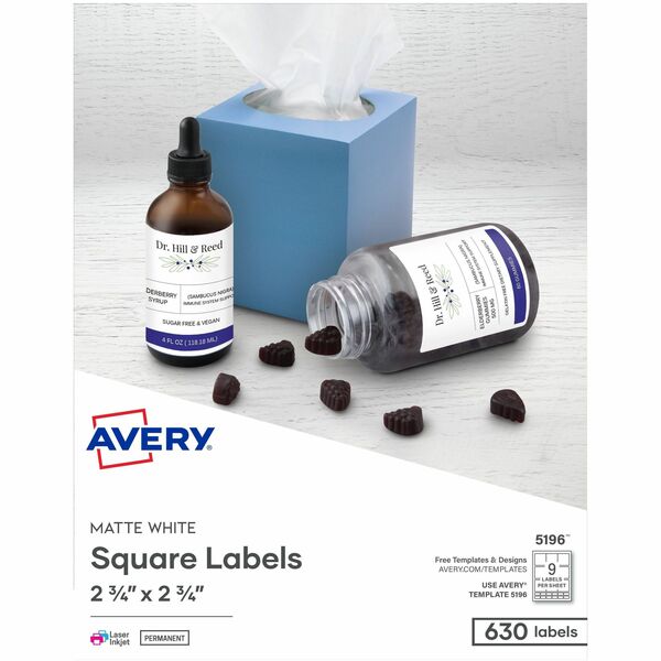 Avery® 3-1/2" Diskette Labels - Permanent Adhesive - Laser, Inkjet - 630 Total Label(s) - 630 / Box