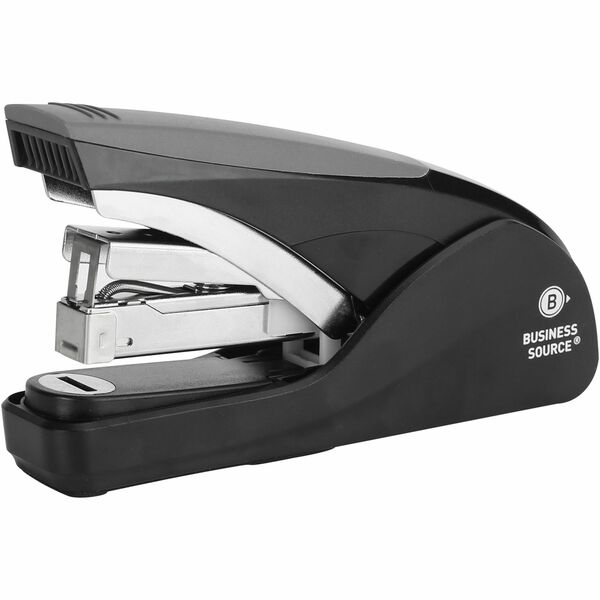 Business Source Full-strip Effortless Stapler - 25 Sheets Capacity - 210 Staple Capacity - Full Strip - Front Loading - 1 Each - Black