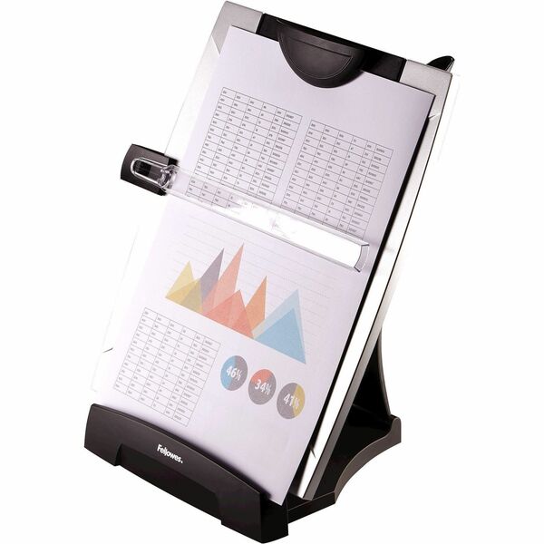 Office Suites™ Desktop Copyholder with Memo Board - 15" Height x 10.3" Width x 6" Depth - Black, Silver