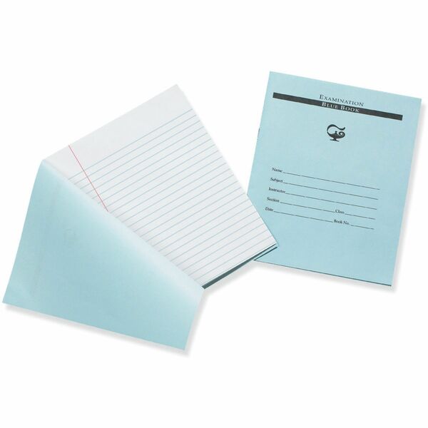 Pacon Blue Book Examination Book - 8 Sheets - 0.38" Ruled - Red Margin - 7" x 8 1/2" - White Paper - Blue Cover - Bond Paper - Recycled - 1000 / Carton