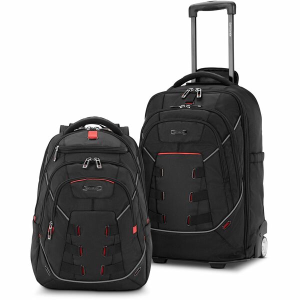 Samsonite Tectonic Nutech Carrying Case Rugged (Backpack) for 11" to 15.6" Notebook, Tablet, Water Bottle, Umbrella - Black - Water Resistant - 1680D Ballistic Polyester - Nylon, Polyester Exterior Material - Handle, Shoulder Strap, Telescoping Handle - 22.1" Height x 10.6" Width x 14.2" Depth
