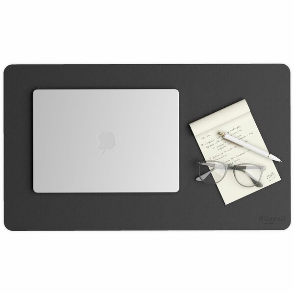 Smead Waterproof Desk Pad - Rectangular - 13.7" Width23.60000" Depth - Faux Suede - Vegan Leather - Charcoal