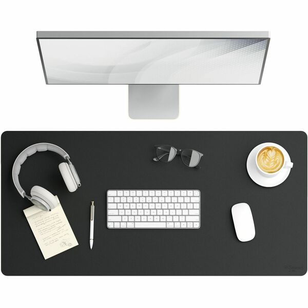 Smead Waterproof Desk Pad - Rectangular - 17" Width36" Depth - Faux Suede - Vegan Leather - Charcoal