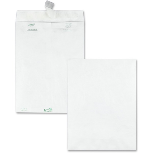 Survivor® 9 x 12 DuPont Tyvek Catalog Mailers with Self-Sealing Closure - Catalog - #10 1/2 - 9" Width x 12" Length - 14 lb - Peel & Seal - Tyvek - 100 / Box - White