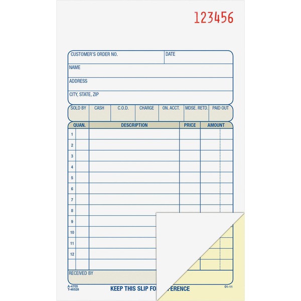 Adams Carbonless 2-part Numbered Sales Order Books - 50 Sheet(s) - 2 PartCarbonless Copy - 4.18" x 7.18" Sheet Size - White - Assorted Sheet(s) - Red Print Color - 1 Each