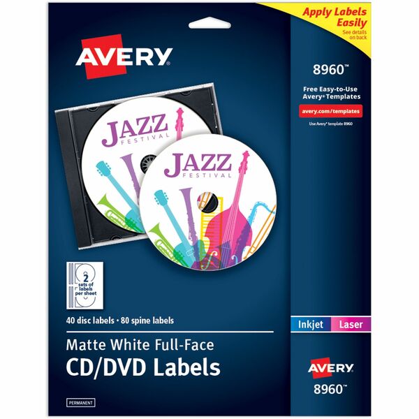 Avery® Optical Disc Label - Inkjet - 40 / Pack