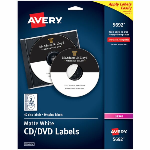 Avery® Optical Disc Label - Laser - 40 / Pack