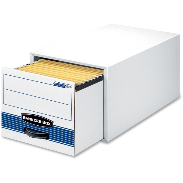 Stor/Drawer® Steel Plus™ - Legal - Internal Dimensions: 15.50" Width x 23.25" Depth x 10.38" Height - External Dimensions: 17" Width x 25.5" Depth x 11.5" Height - Media Size Supported: Legal - Heavy Duty - Stackable - Steel, Plastic - White, Blue - For File, Document - Recycled - 6 / Carton