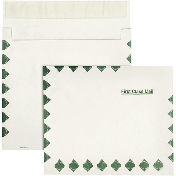 Survivor® 10 x 13 x 2 DuPont Tyvek Expansion First Class Border Mailers - First Class Mail - 10" Width x 13" Length - 2" Gusset - 14 lb - Self-sealing - Tyvek - 100 / Carton - White