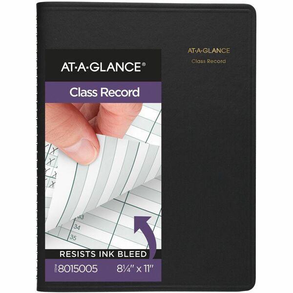 At-A-Glance Undated Class Record Book - Wire Bound - 8.25" Sheet Size - Black - Recycled - 1 Each