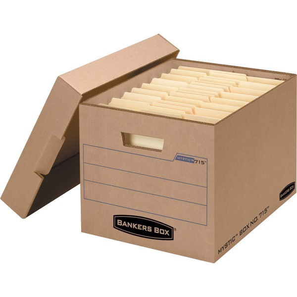 Bankers Box® Mystic™ Storage Boxes - Internal Dimensions: 12" Width x 15" Depth x 10" Height - External Dimensions: 13" Width x 16.3" Depth x 10.8" Height - Media Size Supported: Letter, Legal - Lift-off Closure - Stackable - Kraft - For File - Recycled - 25 / Carton