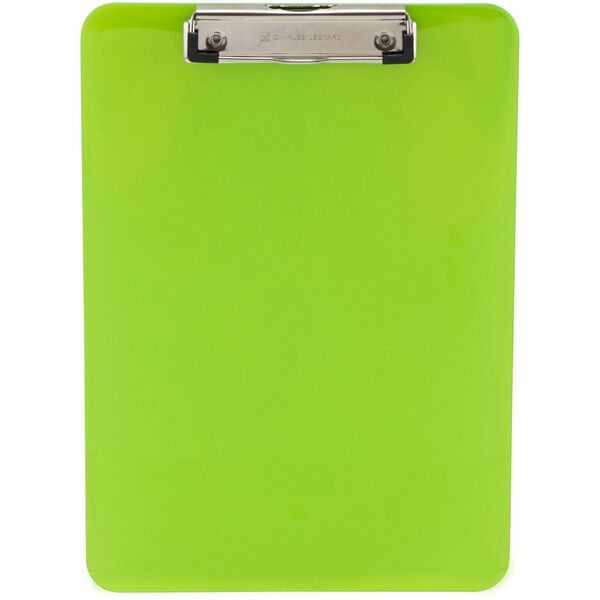 CLI Rubber Grip Plastic Clipboards - 8 1/2" x 11" - Plastic - Neon Green - 1 Each