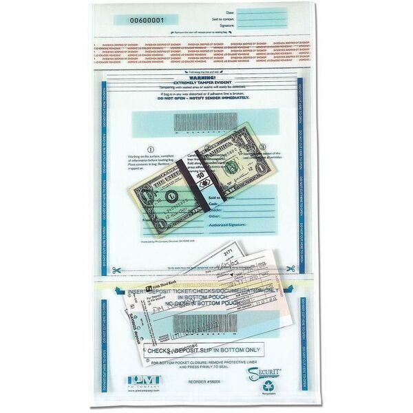 ICONEX 6.0 mil Plastic Disposable Deposit Bags - 11" Width x 15" Length - 6 mil (152 Micron) Thickness - Clear - Plastic - 100/Pack - Currency, Check, Receipt