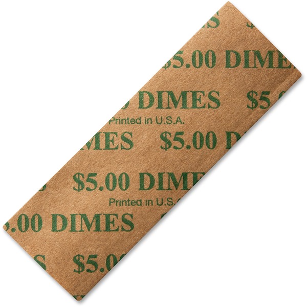 ICONEX Color-coded Flat Coin Wrappers - Total $5.0 in 10 Denomination - Color Coded, Sturdy - Kraft Paper - Green - 1000 / Pack