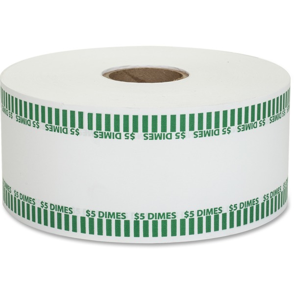 PAP-R Color-coded Coin Machine Wrappers - 1000 ft Length - 1900 Wrap(s)Total $5.0 in 50 Coins of 10 Denomination - 15 lb Basis Weight - Kraft - Green, White - 1900 / Roll