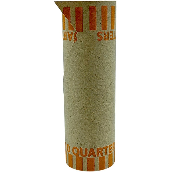PAP-R Tubular Coin Wrap - 25 Denomination - Durable, Burst Resistant, Crimped, Pre-formed - 57 lb Basis Weight - Paper - Orange - 1000 / Box