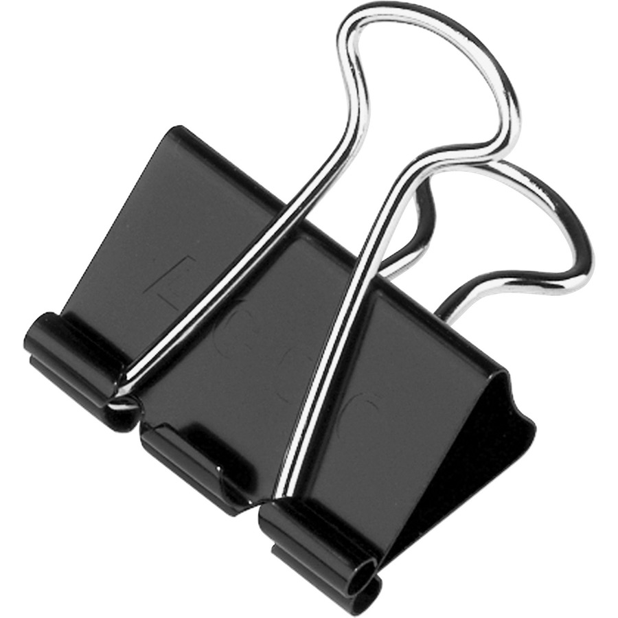ACCO Medium Foldback Binder Clips - Medium - 1.3" Width - 0.63" Size Capacity - Reusable - 12 / Dozen - Black - Plastic, Tempered Steel