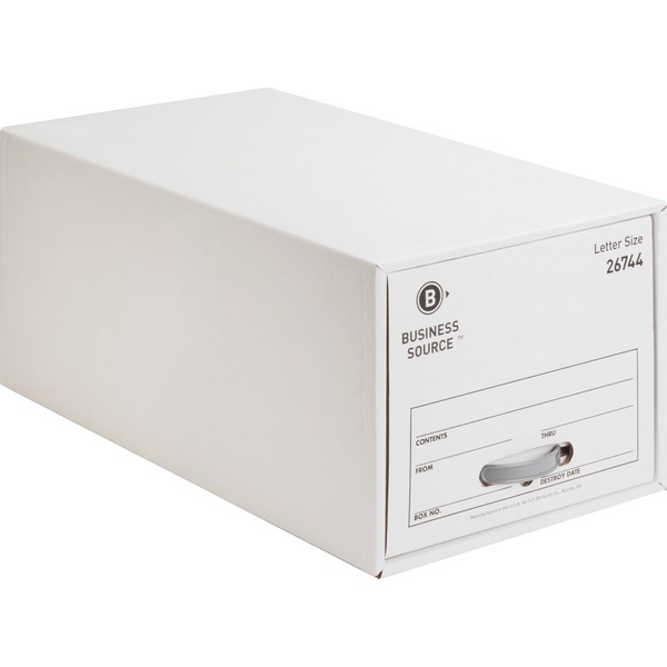 Business Source Stackable File Drawer - Internal Dimensions: 12.25" Width x 23.50" Depth x 10.25" Height - External Dimensions: 14" Width x 25.3" Depth x 11.5" Height - Media Size Supported: Letter - Stackable - Steel, Plastic - White - For File, Document - Recycled - 6 / Carton