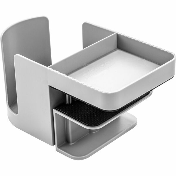 Deflecto Standing Desk Cup Holder - 3.5" Height x 3.9" Width x 7" Depth - Cup Holder, Durable, Spill Resistant, Portable, Spring Loaded - Gray - Acrylonitrile Butadiene Styrene (ABS) - 1 Each