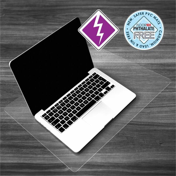 Desktex® Anti-Static Desk Pad - 20" x 36" - Rectangular - 20" Width x 0.03000" DepthClear Backing - Vinyl - Clear - TAA Compliant