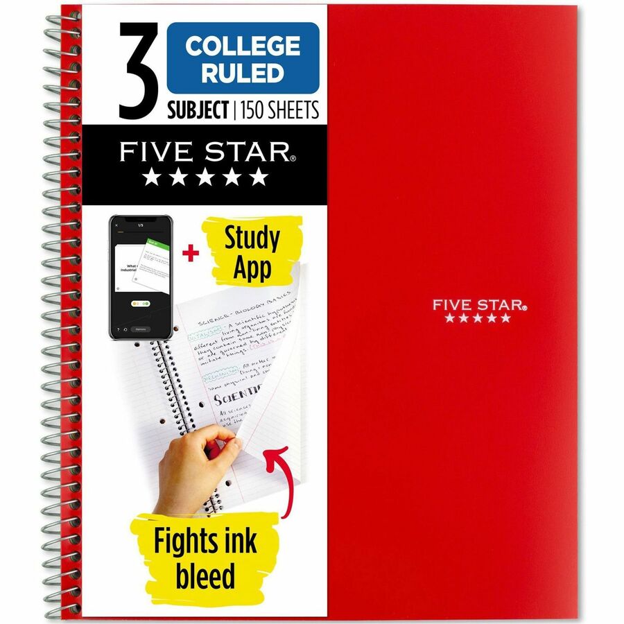 Mead Wirebound Notebooks - 150 Sheets - Wire Bound - 11" x 8 1/2" - White Paper - Assorted Cover - Pocket, Stiff-back, Perforated, Pocket, Heavyweight, Subject, Spiral Lock - 1 Each