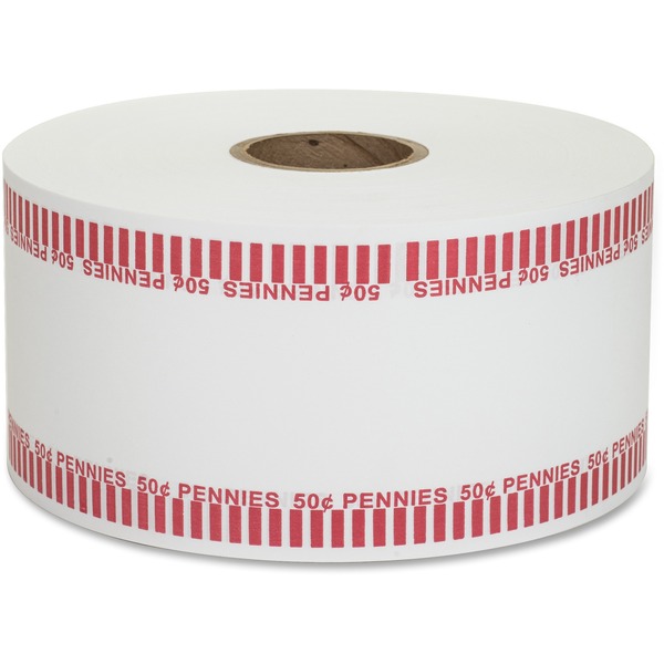 PAP-R Color-coded Coin Machine Wrappers - 1000 ft Length - 1900 Wrap(s)Total $0.50 in 50 Coins of 1 Denomination - 15 lb Basis Weight - Kraft - Red, White - 1900 / Roll