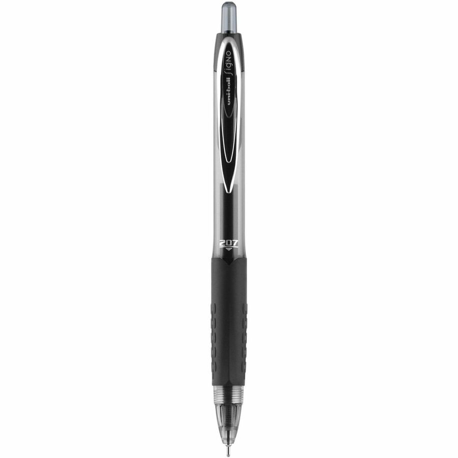uniball™ 207 Needle Gel Pens - Medium Pen Point - 0.7 mm Pen Point Size - Needle Pen Point Style - Retractable - Black - Black Barrel - 1 Dozen