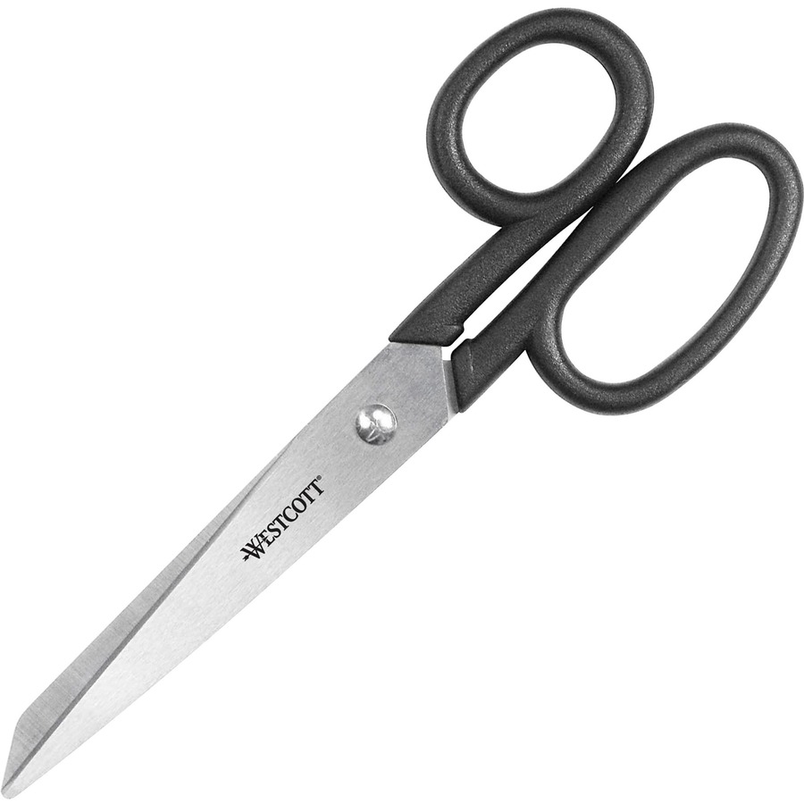Westcott All-purpose Lightweight Straight Scissors - 3.31" Cutting Length - 7" Overall Length - Stainless Steel - Straight Tip - Black - 1 Each