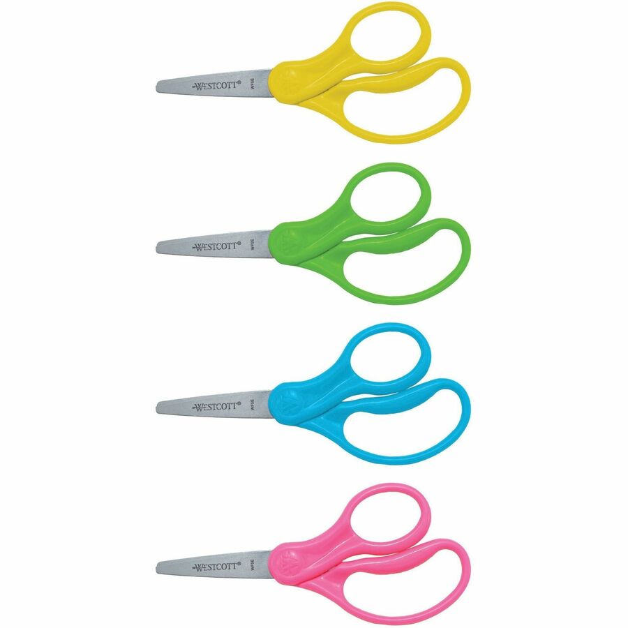 Westcott Junior Stainless Steel Pointed Tip Scissors - 5" Overall Length - Straight-left/right - Stainless Steel - Pointed Tip - Assorted - 1 Each
