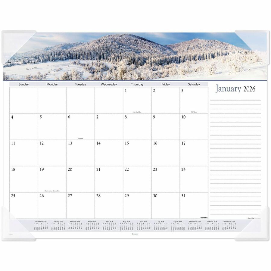 At-A-Glance Panoramic Landscape Monthly Desk Pad - Julian Dates - Monthly - 12 Month - January 2024 - December 2024 - 1 Month Single Page Layout - 22" x 17" Sheet Size - 2.25" x 2.13" Block - Desk Pad - Poly, Paper - 1 Each