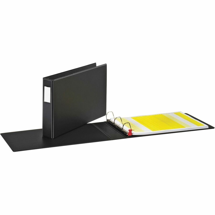Cardinal EasyOpen Locking Slant-D Tabloid Binders - 2" Binder Capacity - Tabloid - 11" x 17" Sheet Size - 525 Sheet Capacity - 1 1/2" Spine Width - 3 x D-Ring Fastener(s) - Inside Front & Back Pocket(s) - Vinyl - Black - 2.62 lb - Recycled - Locking Ring, One Touch Ring, Heavy Duty, Sheet Lifter, Non-stick, Clear Overlay, Durable - 1 Each