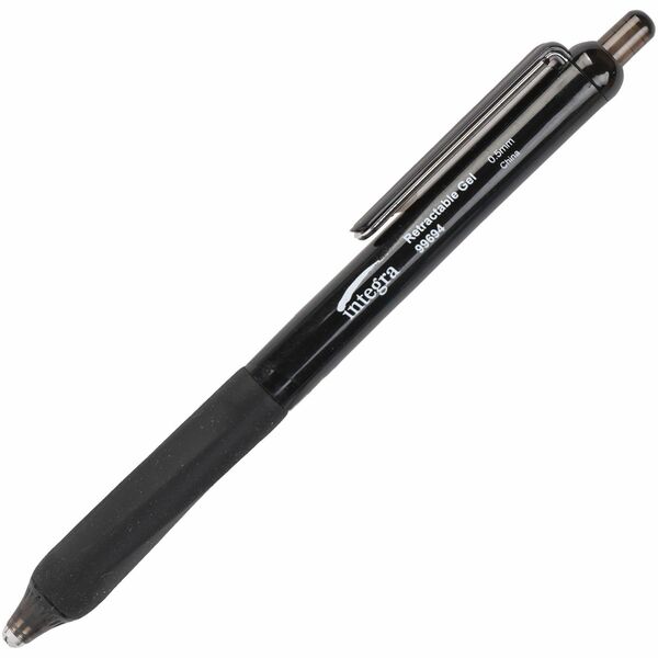Integra Silent Retractable Gel Pens - 0.5 mm Pen Point Size - Retractable - Black - 12 / Box