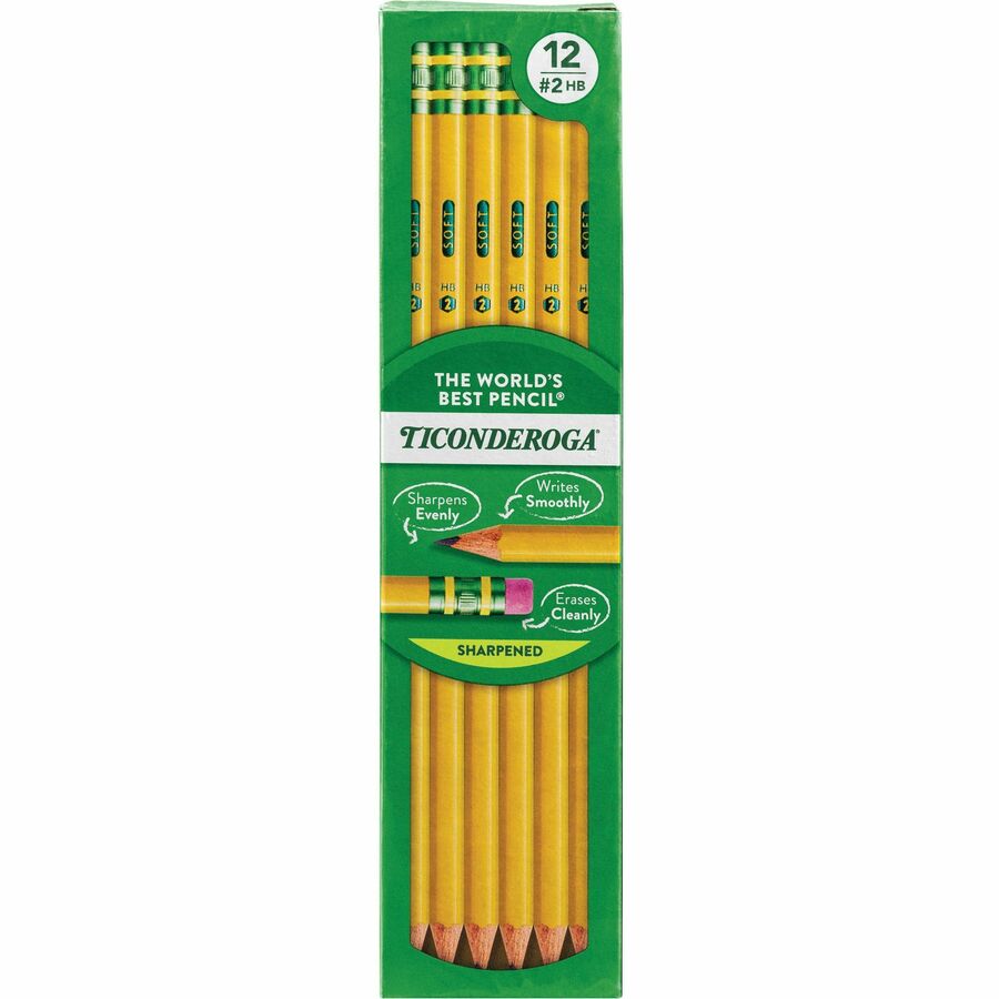 Ticonderoga Presharpened No. 2 Pencils - #2 Lead - Yellow Cedar Barrel - 1 Dozen