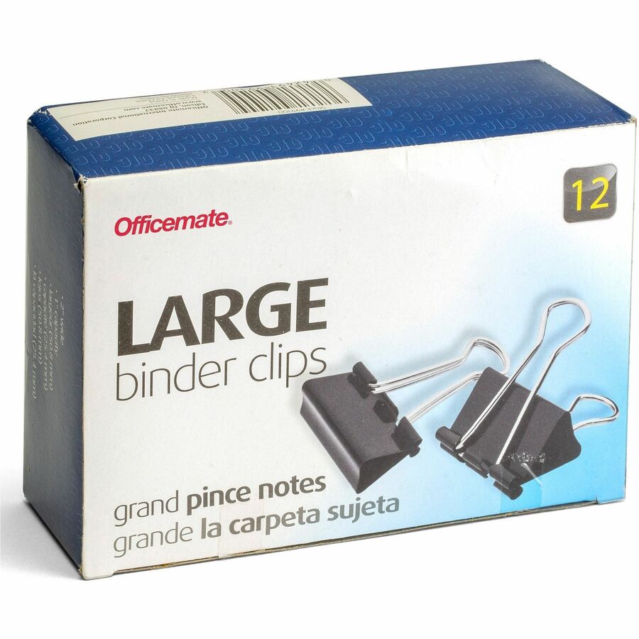 Officemate Binder Clips - Large - 2" Width - 1" Size Capacity - 12 / Box - Black