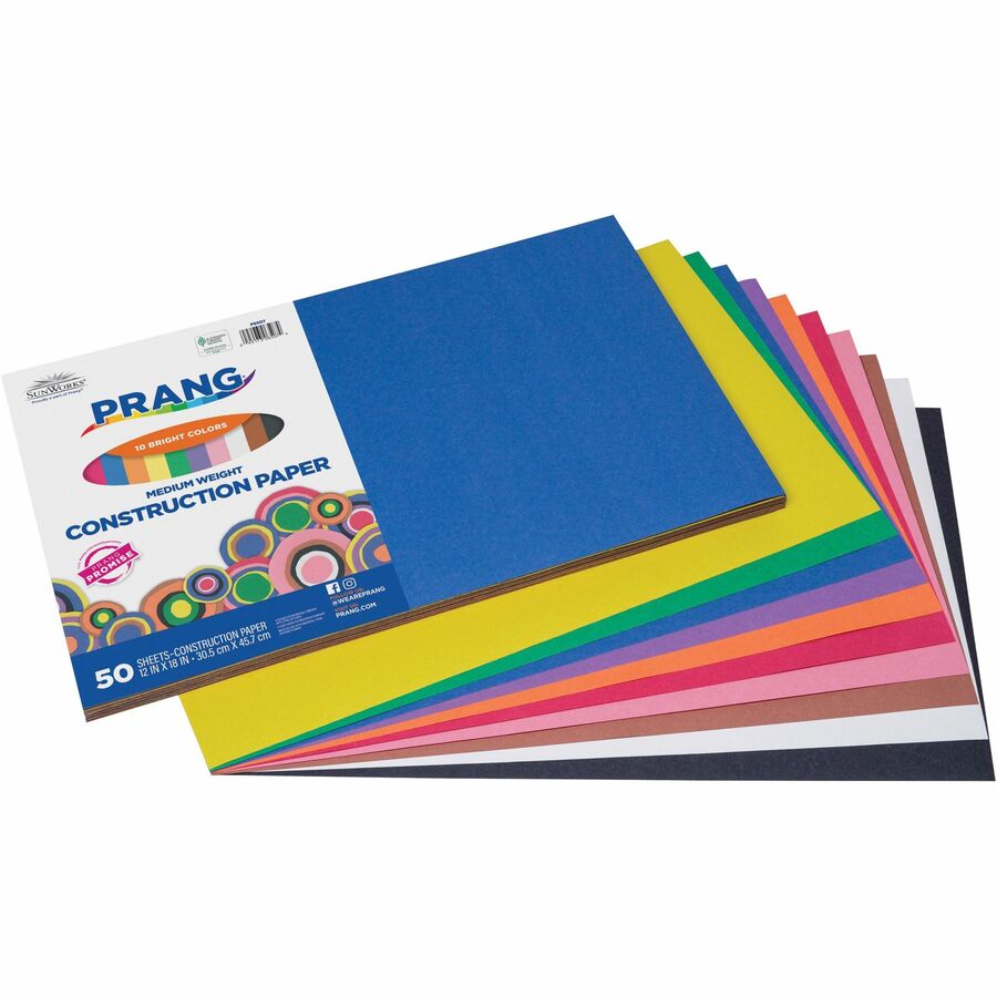 Prang Construction Paper - Multipurpose - 0.50"Height x 12"Width x 18"Length - 50 / Pack - Assorted