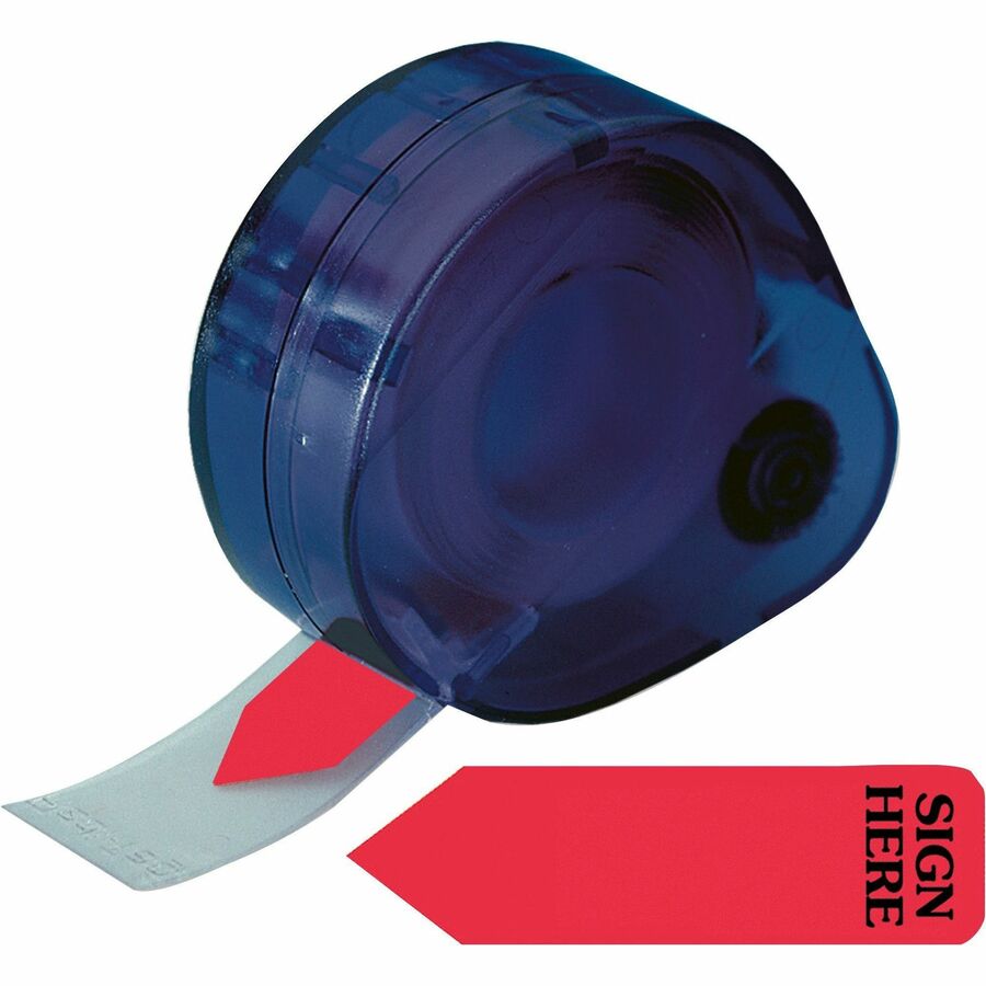 Redi-Tag Sign Here Reversible Flags In Dispenser - 120 x Red - 1.88" x 0.56" - Arrow - "SIGN HERE" - Red - Removable, Self-adhesive - 120 / Pack